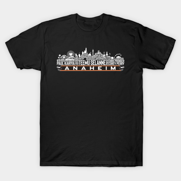 Anaheim Hockey Team All Time Legends, Anaheim City Skyline T-Shirt by Legend Skyline